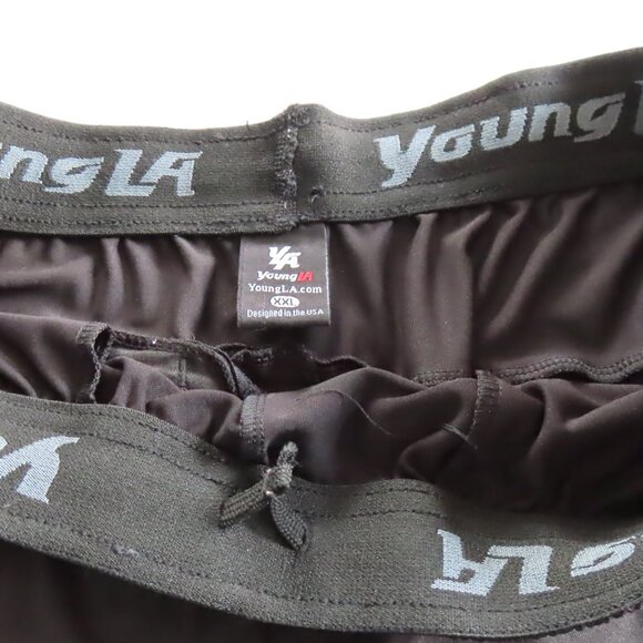 YoungLA Shorts Men's XXL Black Athletic Activewear Casual Workout Zip Pocket - Picture 8 of 13